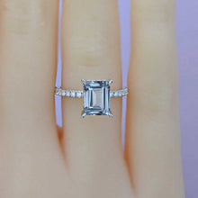 Load image into Gallery viewer, 3 Carat Emerald Cut Genuine Natural Aquamarine Hidden Halo Engagement Ring