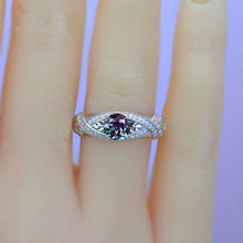 Load image into Gallery viewer, Alexandrite White Gold Floral Engagement Ring