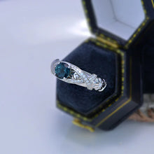Load image into Gallery viewer, Green Teal Sapphire White Gold Floral Engagement Ring