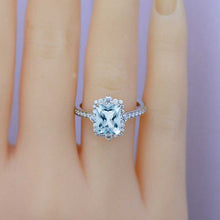 Load image into Gallery viewer, 3 Carat Giliarto Radiant Cut Genuine Natural Aquamarine Halo Engagement Ring
