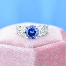 Load image into Gallery viewer, 2 Carat Sapphire Round Center Stone Lace Engagement Ring