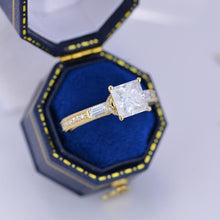 Load image into Gallery viewer, 2 Carat Princess Cut Vintage Style Giliarto Moissanite Gold Engagement Ring