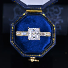 Load image into Gallery viewer, 2 Carat Princess Cut Vintage Style Giliarto Moissanite Gold Engagement Ring