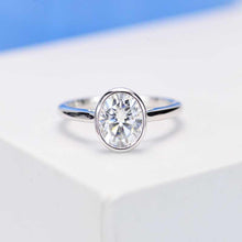 Load image into Gallery viewer, 3 Carat Oval Giliarto Moissanite Bezel Set Engagement Ring