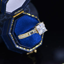 Load image into Gallery viewer, 2 Carat Princess Cut Vintage Style Giliarto Moissanite Gold Engagement Ring
