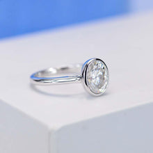 Load image into Gallery viewer, 3 Carat Oval Giliarto Moissanite Bezel Set Engagement Ring