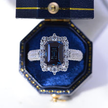 Load image into Gallery viewer, 3Ct Alexandrite Engagement Ring Halo Emerald Step Cut Alexandrite  Engagement Ring