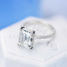 Load image into Gallery viewer, 3 Carat Giliarto Emerald Cut Moissanite Hidden Halo Engagement Ring