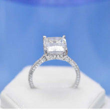 Load image into Gallery viewer, 3 Carat Giliarto Emerald Cut Moissanite Hidden Halo Engagement Ring