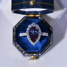 Load image into Gallery viewer, Luxury 3 Carat Pear Cut Halo Alexandrite 14K Solid White Gold