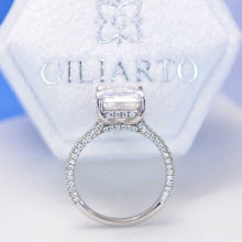 Load image into Gallery viewer, 3 Carat Giliarto Emerald Cut Moissanite Hidden Halo Engagement Ring