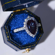 Load image into Gallery viewer, Luxury 3 Carat Pear Cut Halo Alexandrite 14K Solid White Gold