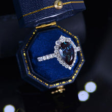 Load image into Gallery viewer, Luxury 3 Carat Pear Cut Halo Alexandrite 14K Solid White Gold