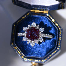 Load image into Gallery viewer, 3 Carat Hexagon Alexandrite Snowflake Halo Engagement Ring. Victorian 14K White Gold Ring