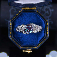 Load image into Gallery viewer, Alexandrite Leaf Engagement Ring 14K White Gold