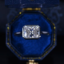 Load image into Gallery viewer, 3Ct Moissanite Engagement Ring, Bezel Set Emerald Cut Moissanite Engagement Ring, Moissanite Classic Engagement Ring