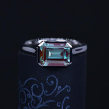 Load image into Gallery viewer, 3Ct Alexandrite Engagement Ring, Bezel Set Emerald Cut Alexandrite Engagement Ring, Alexandrite Classic Engagement Ring