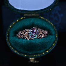 Load image into Gallery viewer, Alexandrite Leaf Engagement Ring 14K Rose Gold