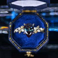 Load image into Gallery viewer, 3 Carat Alexandrite Pear Cut Floral Gold Engagement Ring