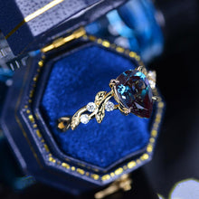 Load image into Gallery viewer, 3 Carat Alexandrite Pear Cut Floral Gold Engagement Ring