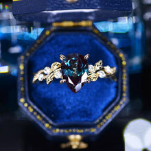 Load image into Gallery viewer, 3 Carat Alexandrite Pear Cut Floral Gold Engagement Ring