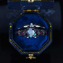 Load image into Gallery viewer, 14K Black Gold Hexagon Alexandrite Celtic Engagement Ring