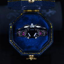 Load image into Gallery viewer, 14K Black Gold Hexagon Black Moissanite Celtic Engagement Ring