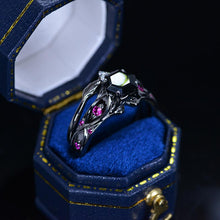 Load image into Gallery viewer, 14K Black Gold Hexagon Black Moissanite Celtic Engagement Ring