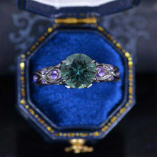 Load image into Gallery viewer, 14K Black Gold 2 Carat Teal Sapphire Celtic Engagement Ring