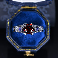 Load image into Gallery viewer, 14K Black Gold Hexagon Ruby Celtic Engagement Ring