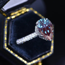 Load image into Gallery viewer, 4 Carat Pear Cut Alexandrite Hidden Halo Engagement Ring