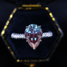 Load image into Gallery viewer, 4 Carat Pear Cut Alexandrite Hidden Halo Engagement Ring