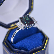 Load image into Gallery viewer, 3 Carat  Emerald Cut Alexandrite Three-Stone  Engagement Ring