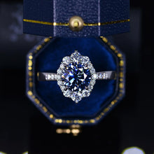 Load image into Gallery viewer, 3 Carat Round Giliarto Dark-Grey Gray Giliarto Moissanite Halo Gold Engagement Ring