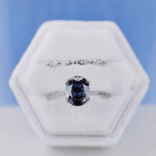 Load image into Gallery viewer, 3 Carat Oval Gray Moissanite Engagement Eternity Gold Rings Set