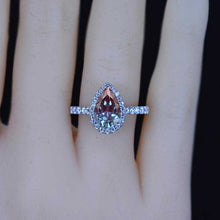 Load image into Gallery viewer, 14K Solid White Gold 3 Carat Halo Pear Cut Alexandrite Ring