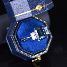Load image into Gallery viewer, 3 Carat  Emerald Cut Alexandrite Three-Stone  Engagement Ring