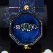 Load image into Gallery viewer, 14K Black Gold Teal Sapphire Celtic Engagement Ring