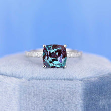 Load image into Gallery viewer, 2 Carat Cushion Cut Alexandrite Stone 14K White Gold Ring