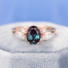 Load image into Gallery viewer, 14K Rose Gold 1.5 Carat Oval Alexandrite Halo Vintage Engagement Ring