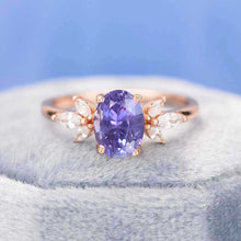 Load image into Gallery viewer, 14K Rose Gold 1.5 Carat Oval Purple Sapphire Halo Vintage Engagement Ring