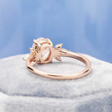 Load image into Gallery viewer, 14K Rose Gold 2 Carat Oval Teal Sapphire Halo Vintage Engagement Ring