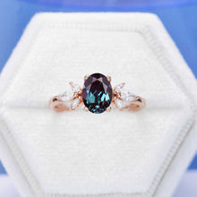 Load image into Gallery viewer, 14K Rose Gold 1.5 Carat Oval Alexandrite Halo Vintage Engagement Ring