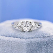 Load image into Gallery viewer, 14K White Gold 1.5 Carat Oval Moissanite Halo Vintage Engagement Ring