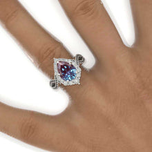 Load image into Gallery viewer, 3 Carat Pear Alexandrite Twisted 14K White Gold Engagement Eternity Ring