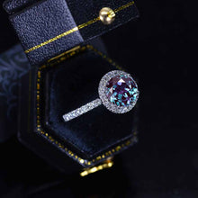 Load image into Gallery viewer, 2 Carat Gray Alexandrite Halo Gold Engagement Promissory Ring