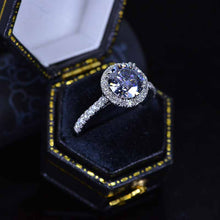 Load image into Gallery viewer, 2 Carat Gray Giliarto Moissanite Halo Gold Engagement Promissory Ring