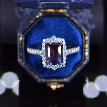 Load image into Gallery viewer, 3 Carat Cut Alexandrite Halo Gold Engagement Ring