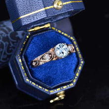 Load image into Gallery viewer, 14K Rose Gold Genuine Natural Aquamarine Celtic Engagement Ring