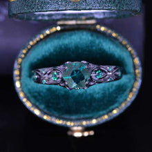 Load image into Gallery viewer, 14K Black Gold Hexagonal Teal Sapphire Celtic Engagement Ring